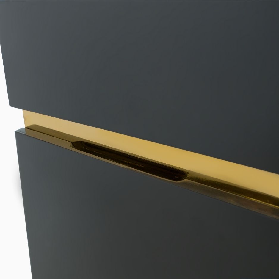 Wall cabinet glossy gray with gold