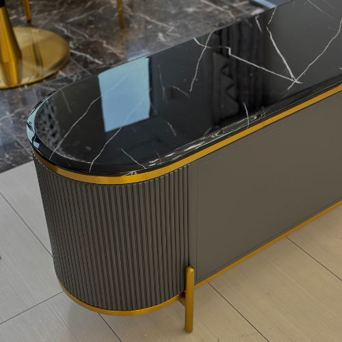 Reyar black media unit TV stand