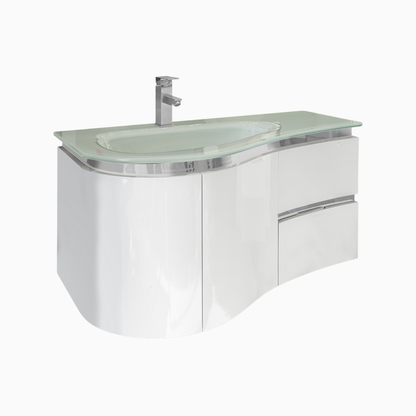 36'' White with silver bathroom vanity