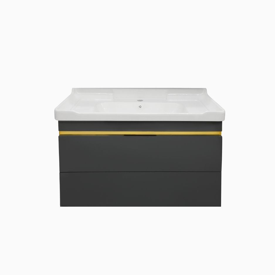 36'' Ancona modern gray vanity with gold