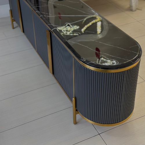 Reyar black media unit TV stand