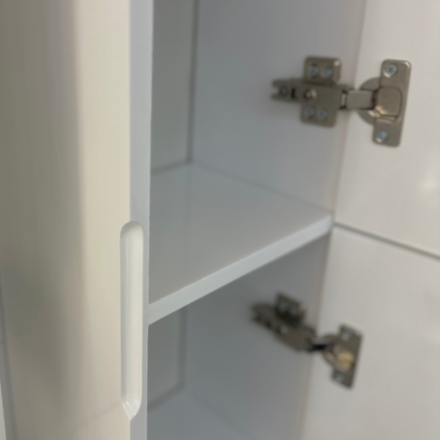 Wall cabinet white high gloss finish with gold trim
