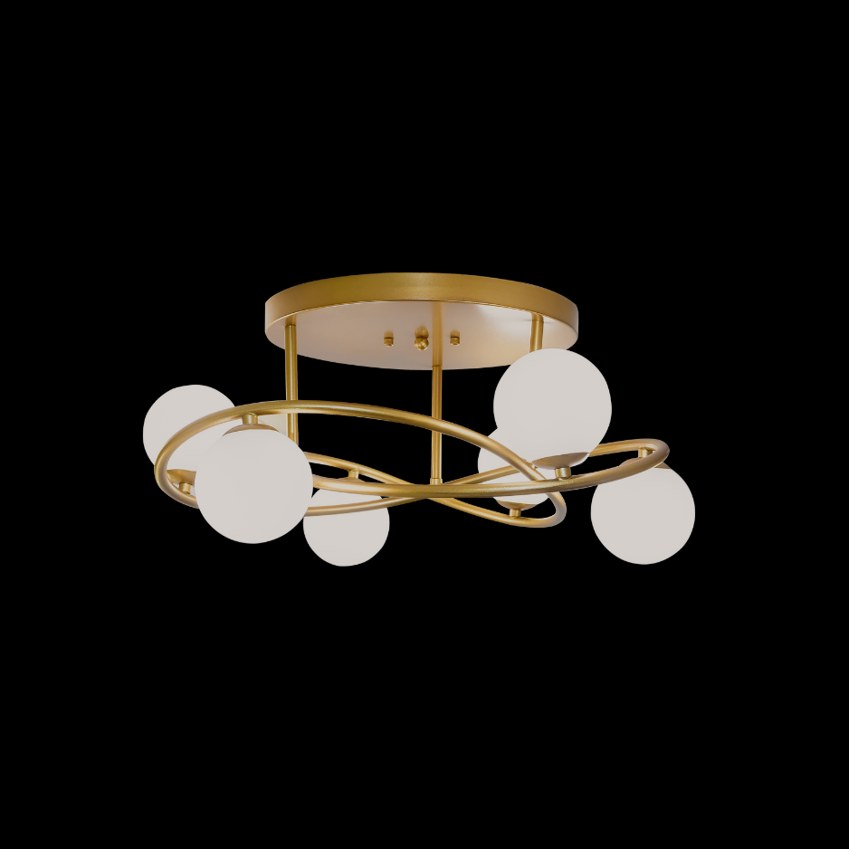 Opalite Gold flush mount 6 lights