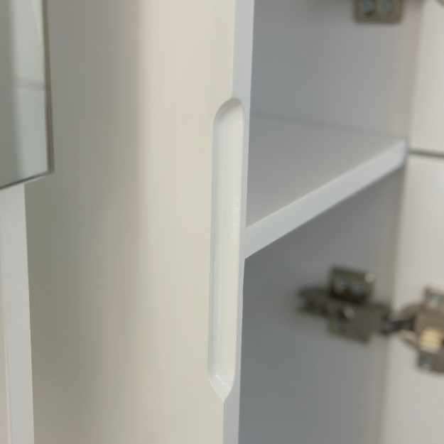 Wall cabinet white high gloss finish with gold trim