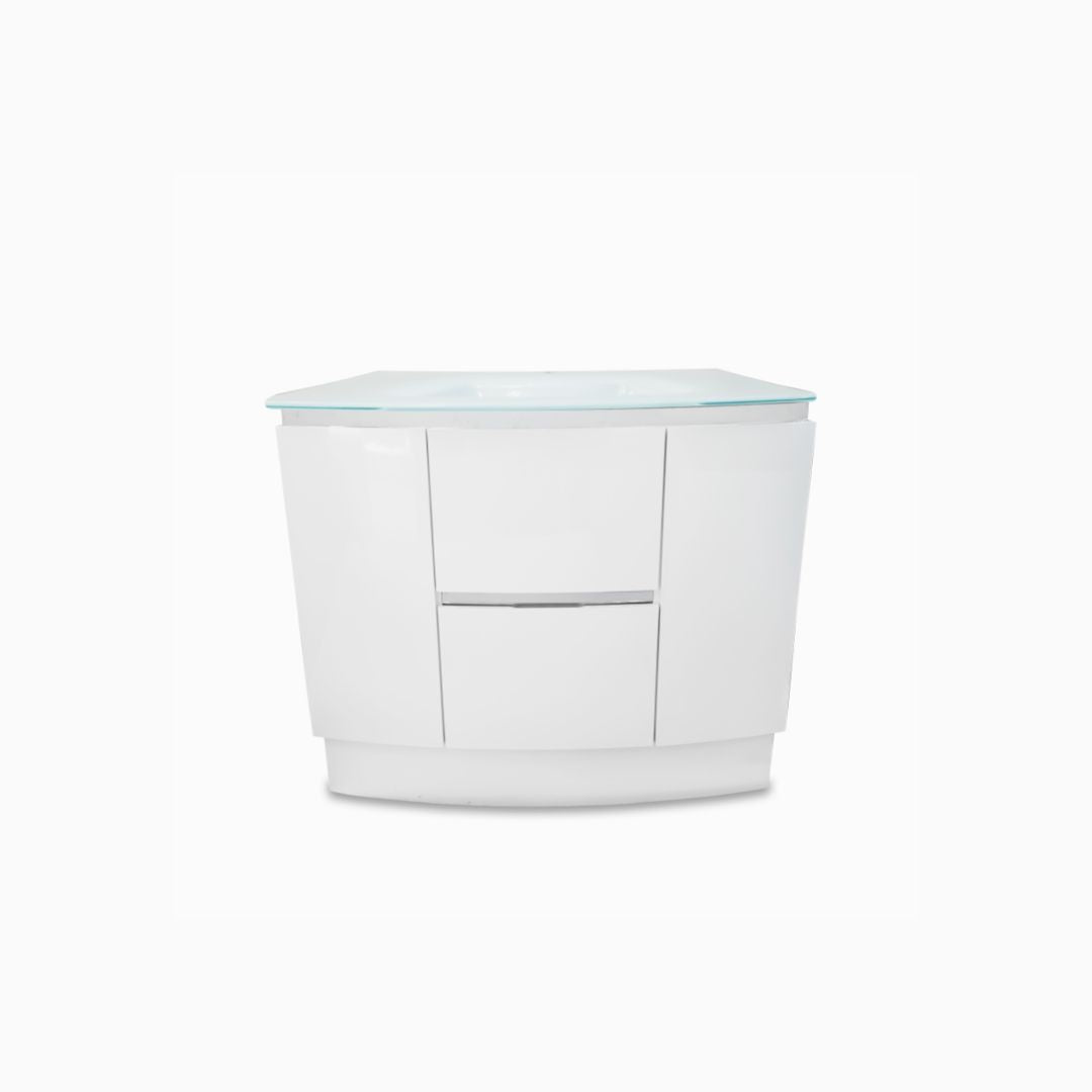 40'' Trieste asymmetrical white with silver vanity