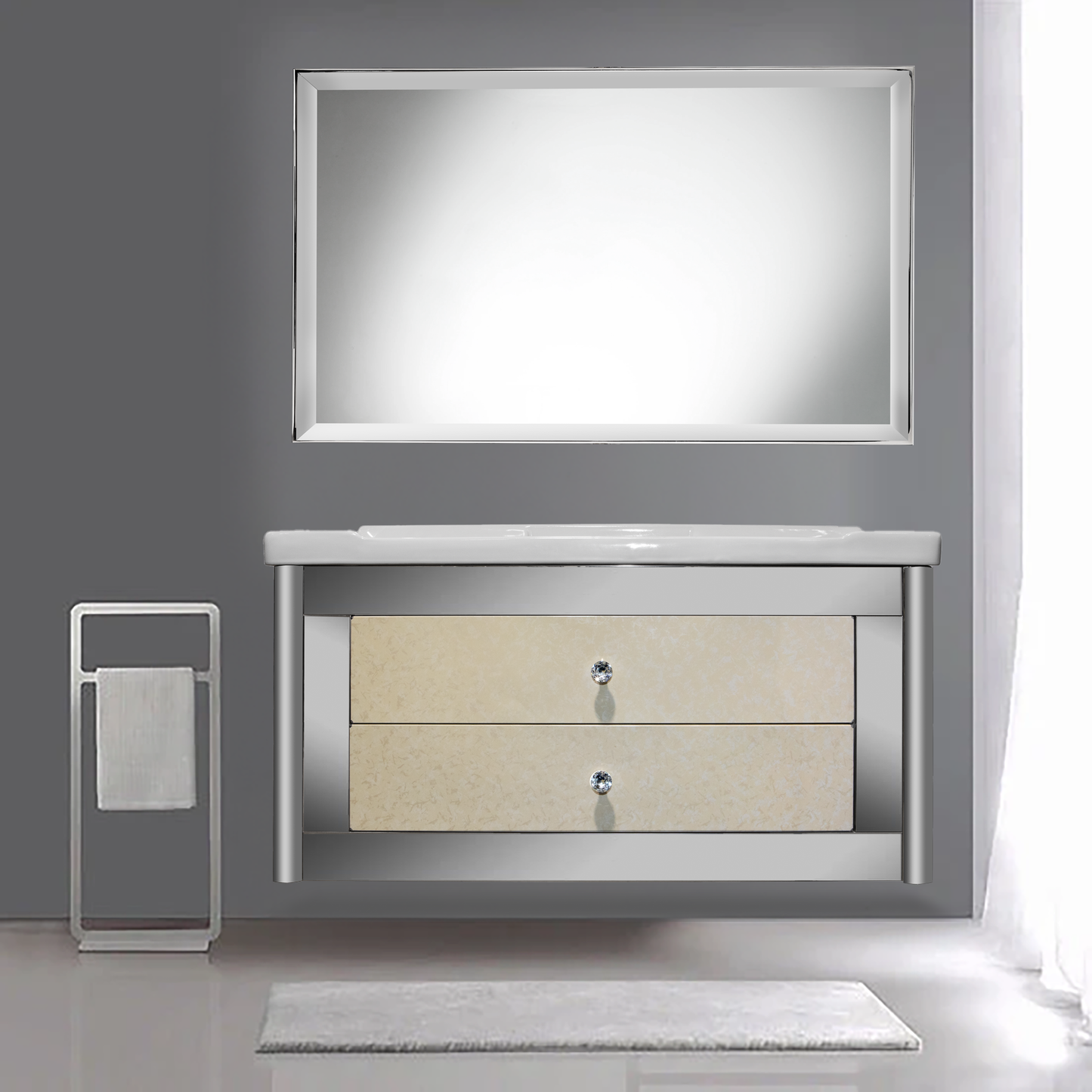 39''Lumière stainless steel Floating Vanity