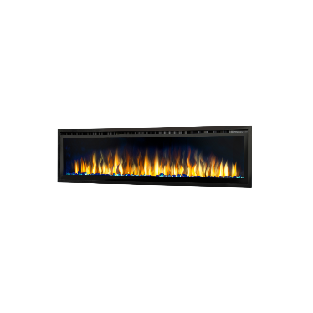 60" Log Electric Fireplace - full panoramic view