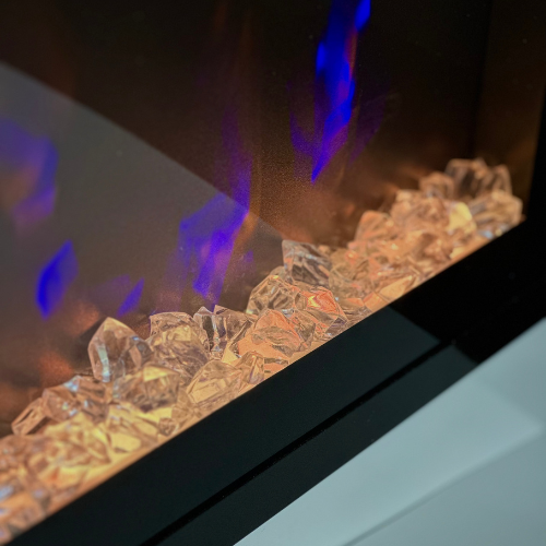 60" Crystal Electric Fireplace - panoramic full view