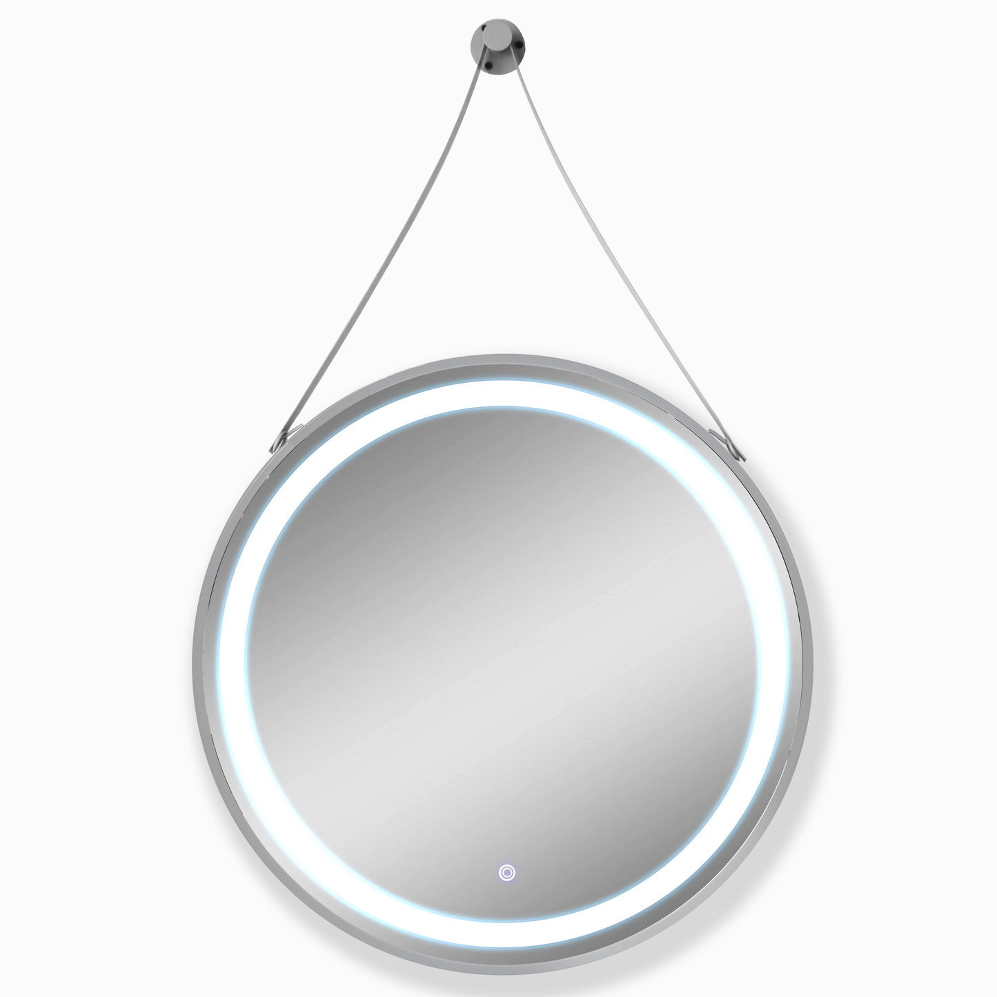 32''Annapolis Round LED Illuminated Mirror with Touch Sensor in elegant silver metal frame
