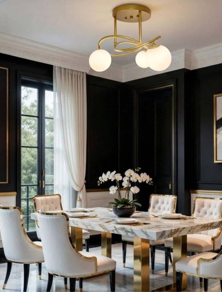 Monaco Modern European Luxury  flush mount 3 lights
