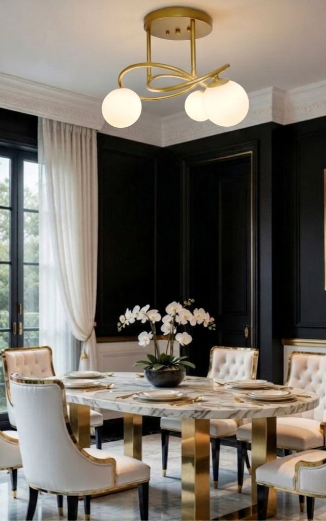 Monaco Modern European Luxury  flush mount 3 lights