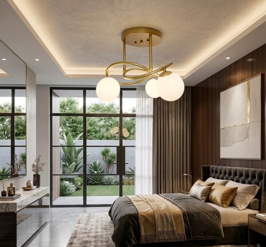 Monaco Modern European Luxury  flush mount 3 lights