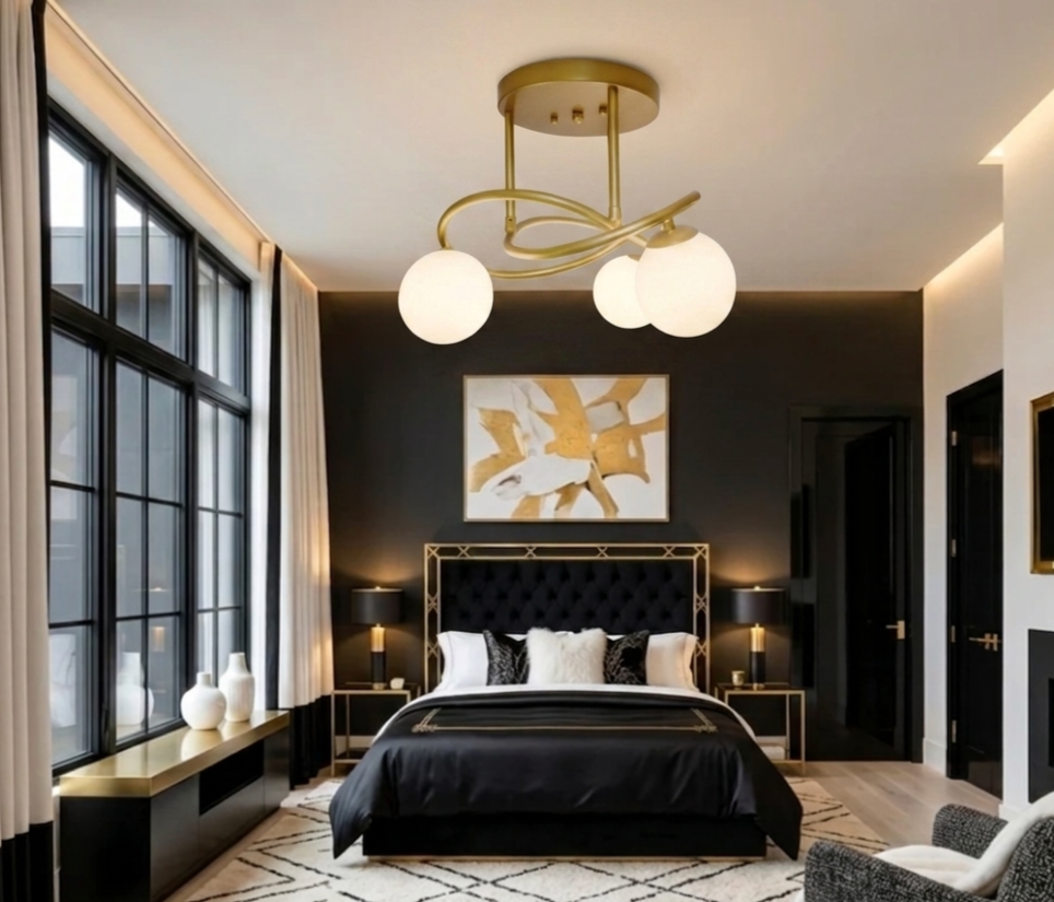 Monaco Modern European Luxury  flush mount 3 lights