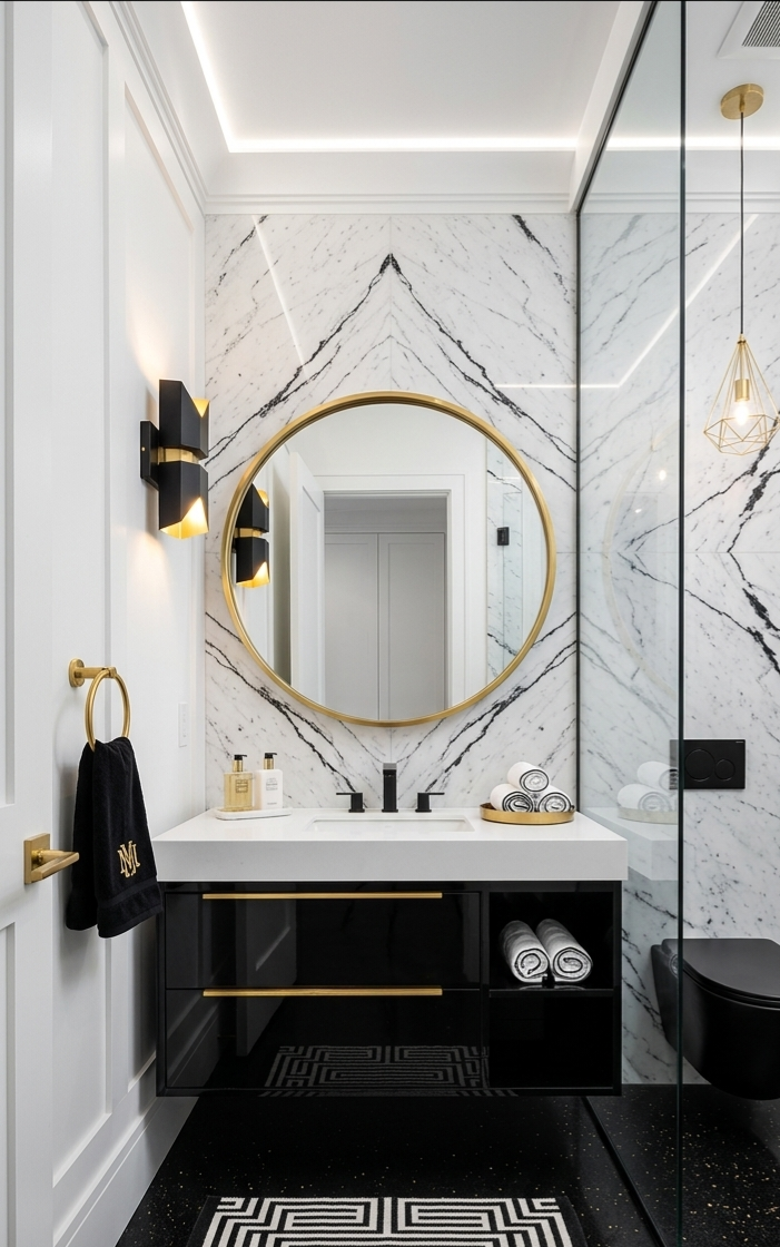 39" Onyx Luxe Modern Floating Vanity - High-Gloss Black lacquer finish