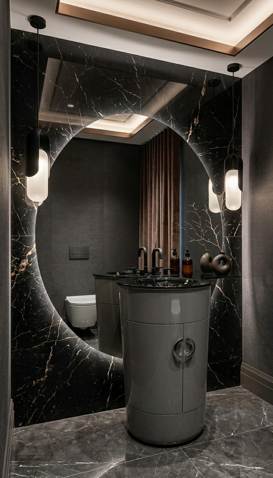 21'' Monaco Noir™ – European Luxury High-Gloss Pedestal Vanity