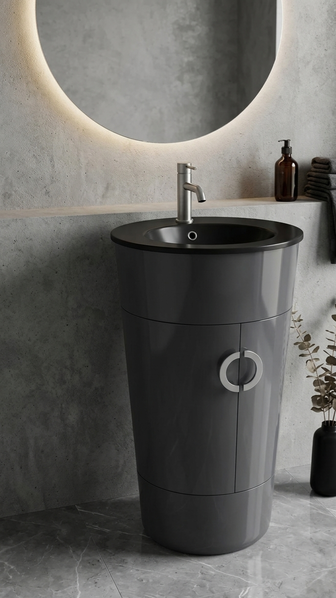 21'' Monaco Noir™ – European Luxury High-Gloss Pedestal Vanity