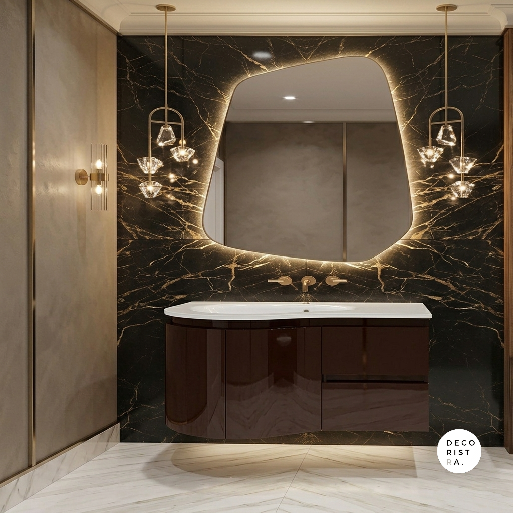 36''Milano Curva™ The Dark Espresso Curved floating Vanity with top