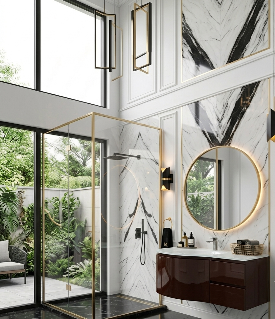 36''Milano Curva™ The Dark Espresso Curved floating Vanity with top