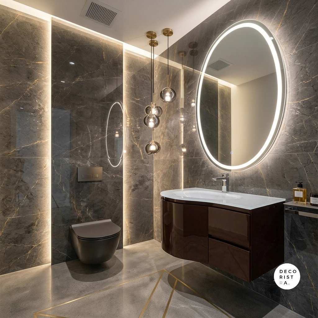 36''Milano Curva™ The Dark Espresso Curved floating Vanity with top