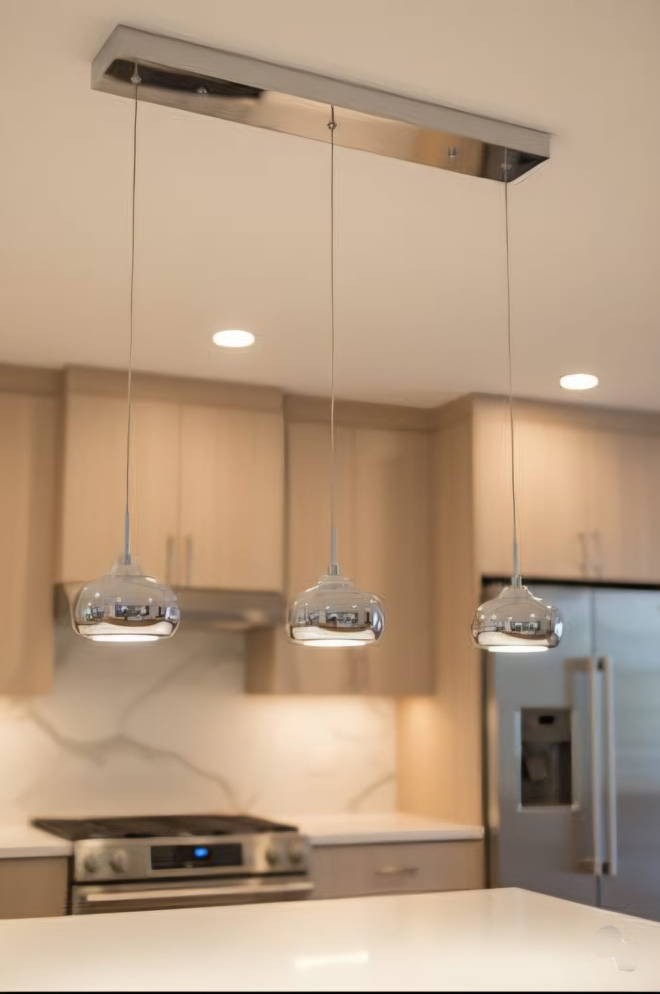 Leraine chromed 3 light pendant