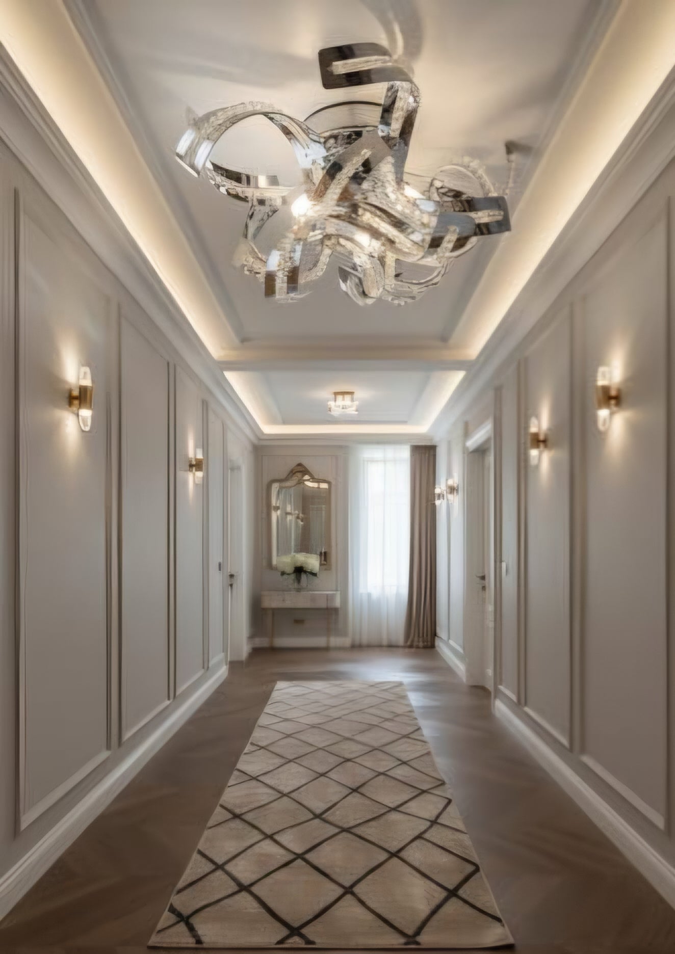 Elegante Spiral Chrome Finished crystal chandelier