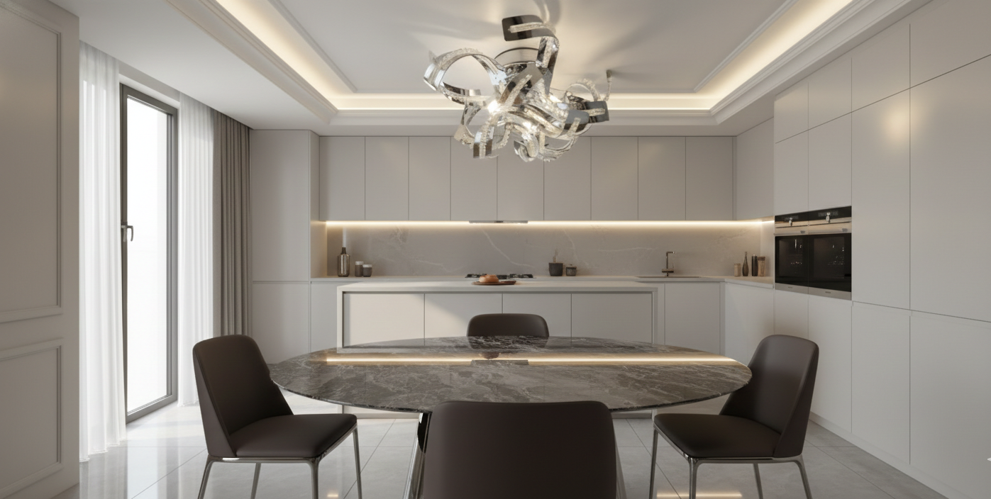 Elegante Spiral Chrome Finished crystal chandelier