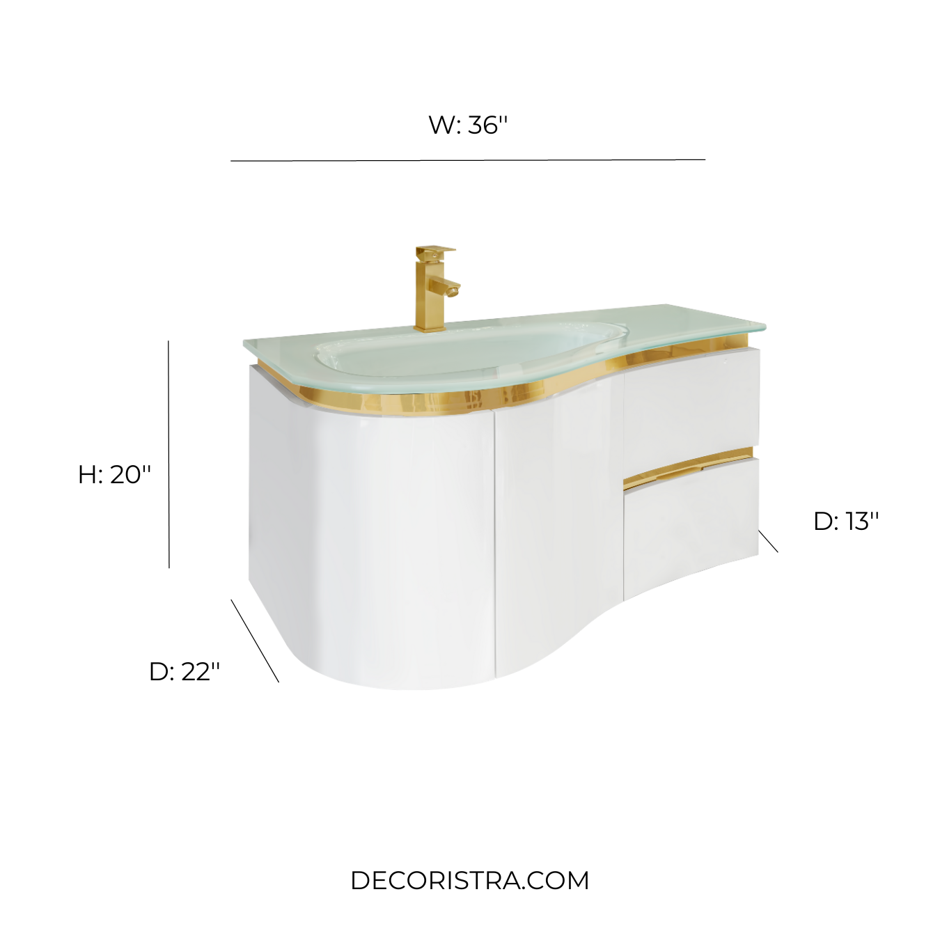 36'' Santorini white with gold bathroom vanity