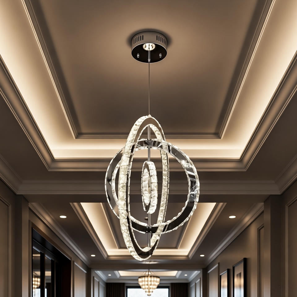 Crystalchant  Crystal Triple Orbit Chandelier Grande
