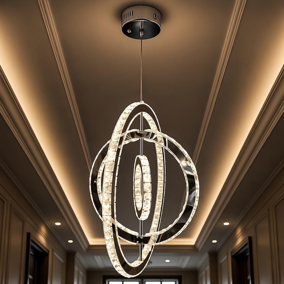 Crystalchant  Crystal Triple Orbit Chandelier Grande