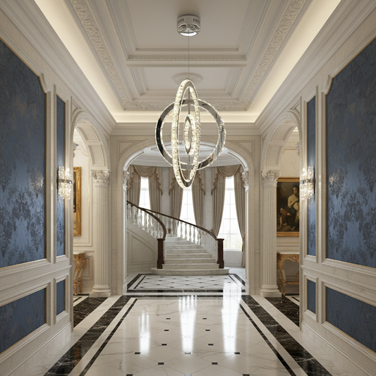 Crystalchant  Crystal Triple Orbit Chandelier Grande