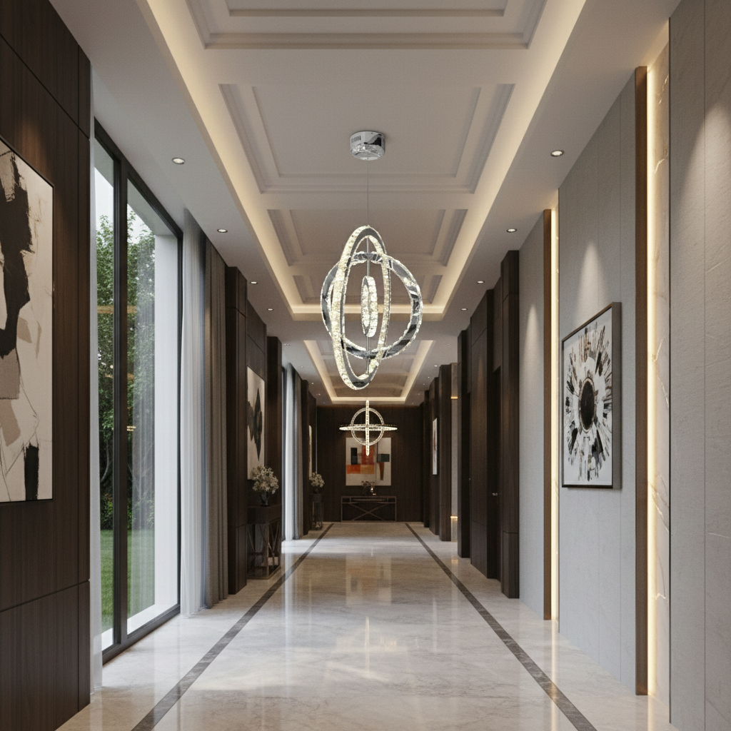 Crystalchant  Crystal Triple Orbit Chandelier Grande