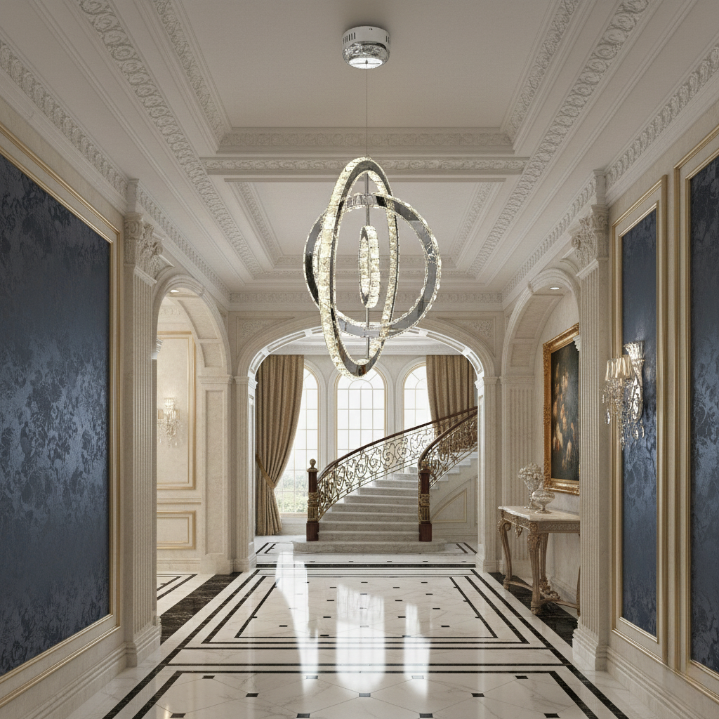 Crystalchant  Crystal Triple Orbit Chandelier Grande