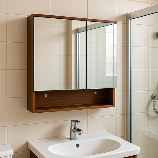 35'' Ancona modern wooden bathroom wall cabinet with 2 mirror doors