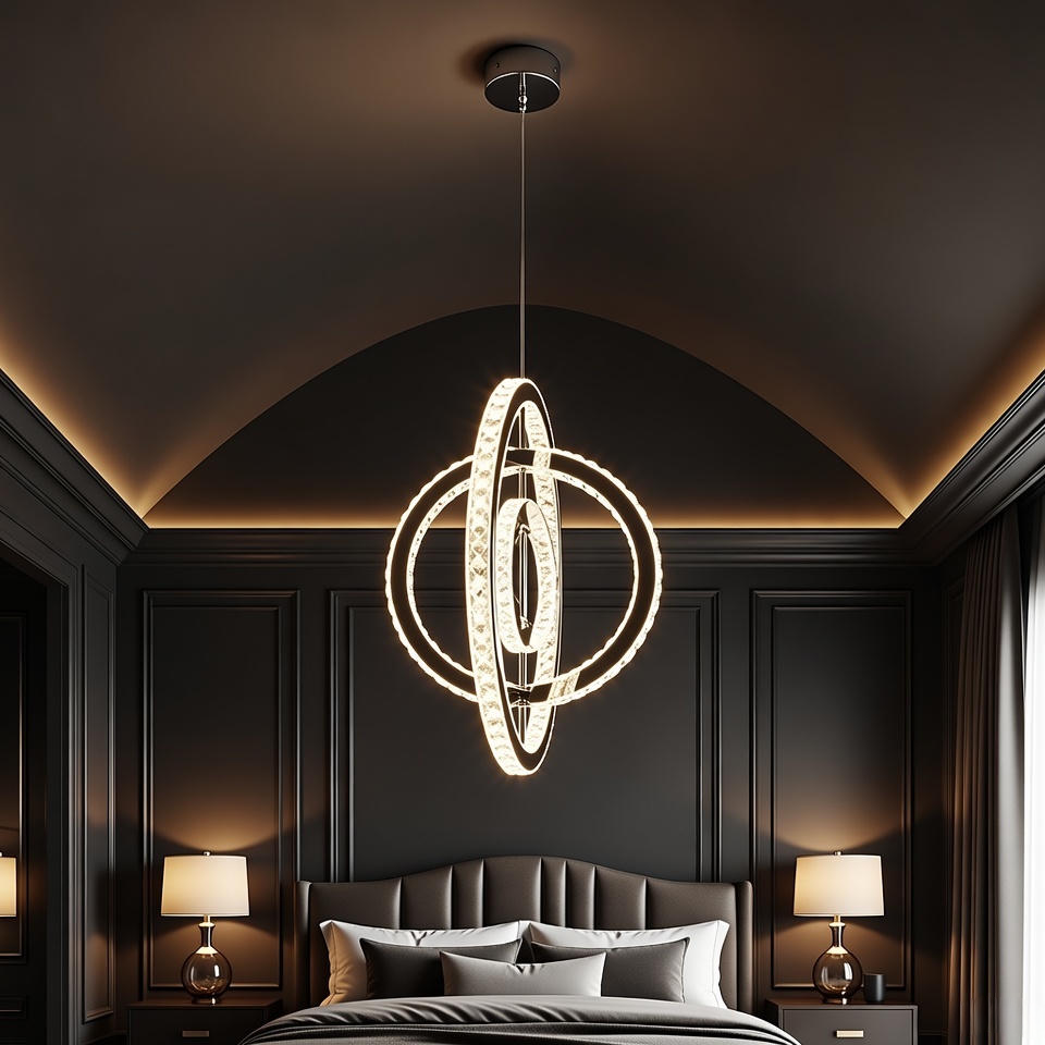 Crystalchant  Crystal Triple Orbit Chandelier Grande