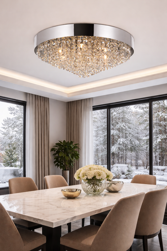 Éclat Doré Modern Crystal Flush Mount Chandelier