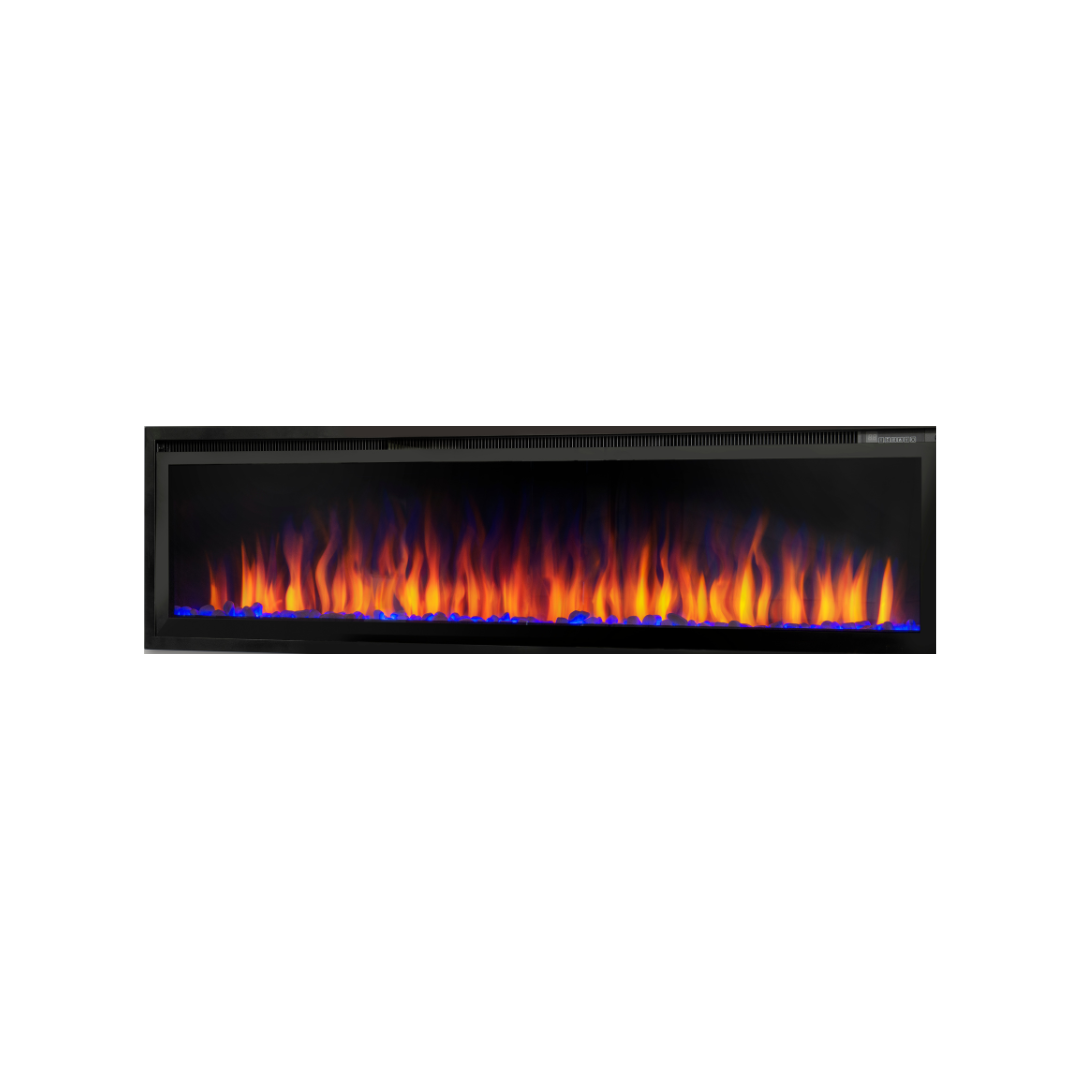 72" Log Electric Fireplace - full panoramic view