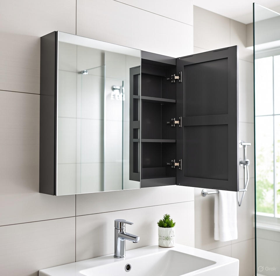 36'' Milano modern laquered  bathroom wall cabinet with 2 mirror doors
