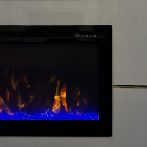 72" Crystal Electric Fireplace - panoramic full view.