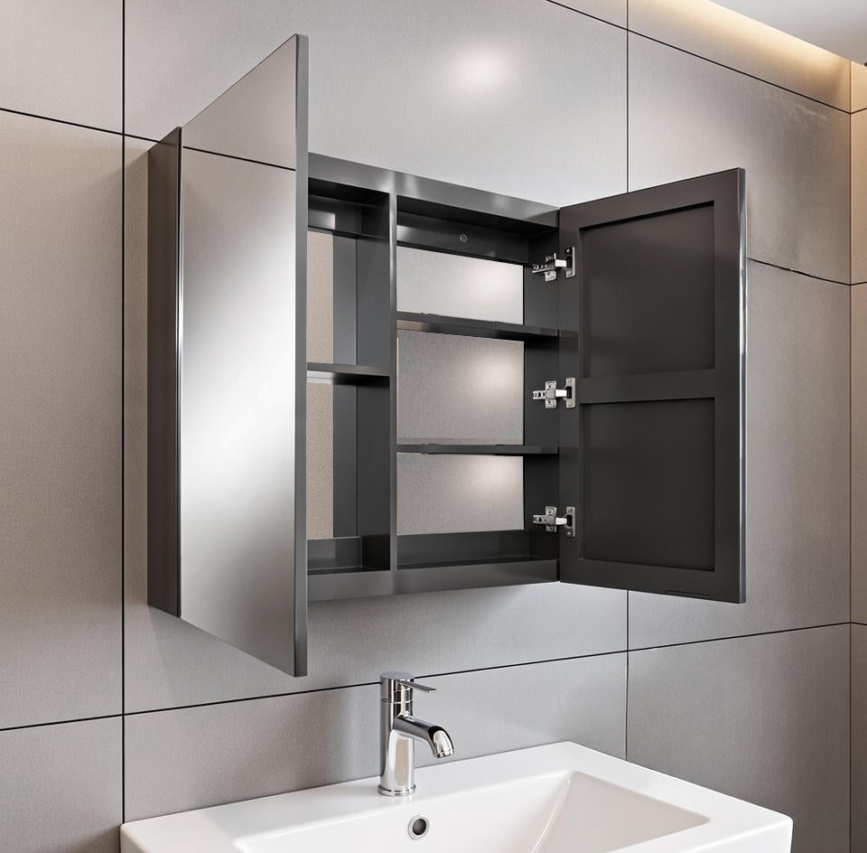 36'' Milano modern laquered  bathroom wall cabinet with 2 mirror doors
