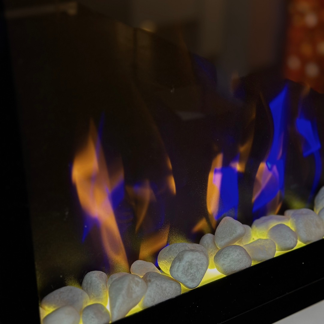 50" Pebbles Electric Fireplace - panoramic full view