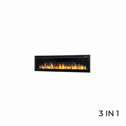 60" Pebbles + Crystal + Log Electric Fireplace - 3 in 1