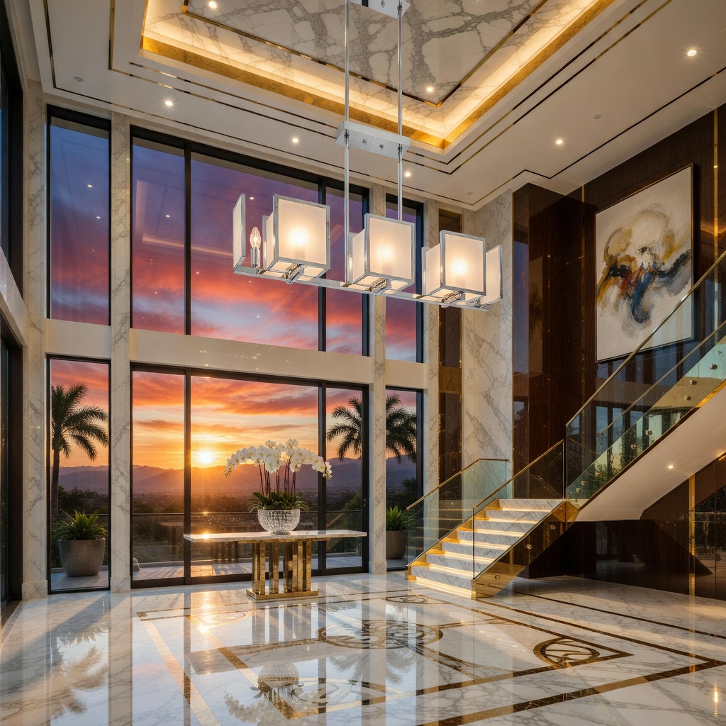 Paris L'Éclat de Modernité chromed metal chandelier