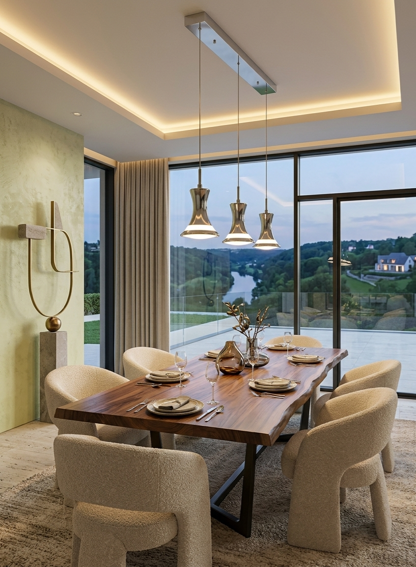 Maison Celestine chromed 3 light pendant