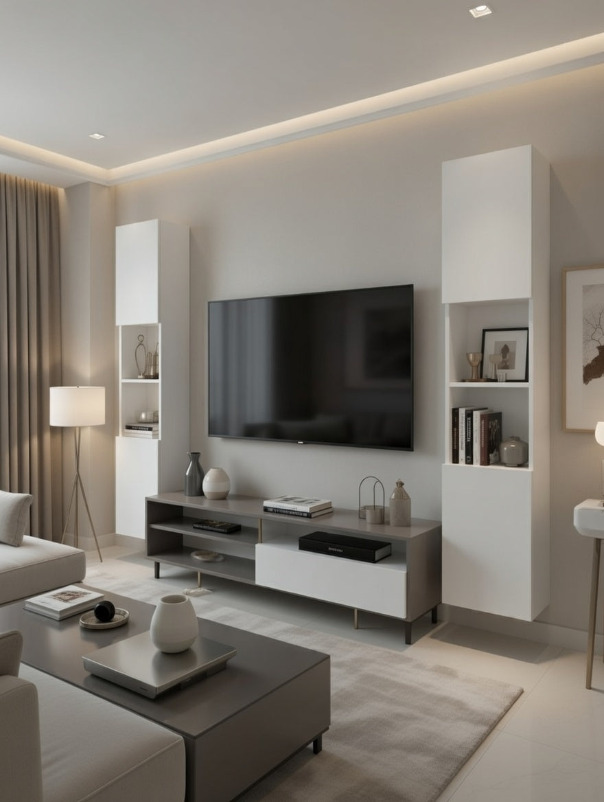 Wall cabinet in lacquered white gloss finish