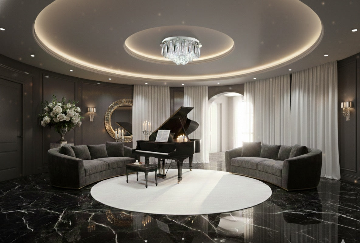 Aura chromed metal and crystal chandelier