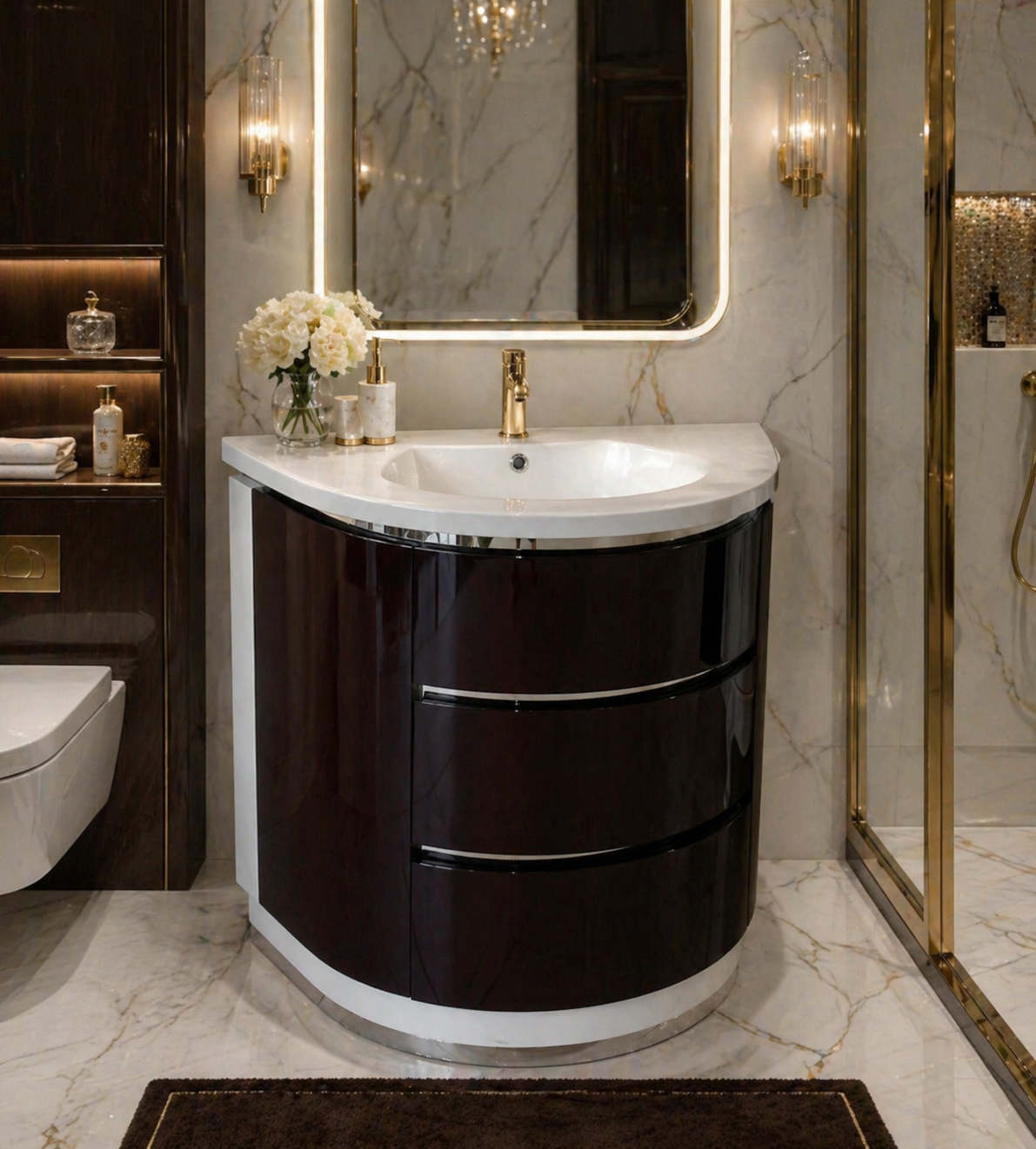 36''Bellagio Notte – Haute Édition Vanity(Elegant laquered Vanity with top)