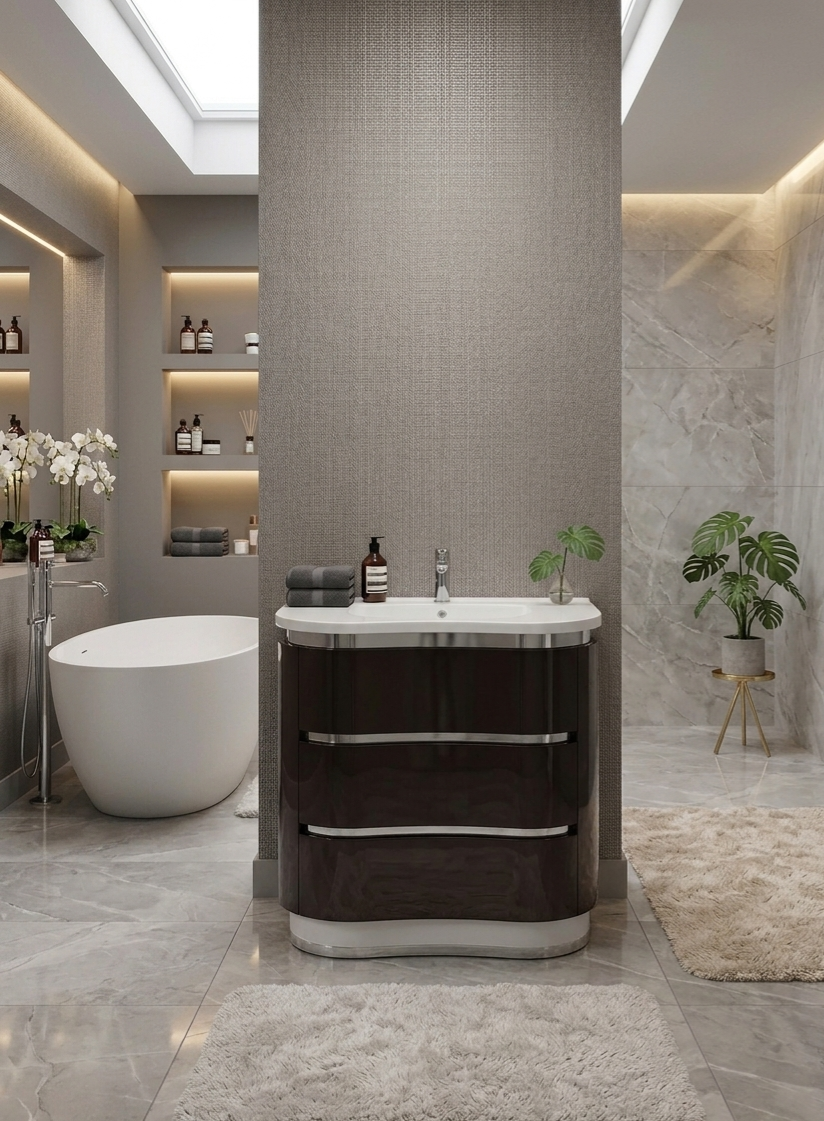 39'' Le Virage Elegant laquered The Dark Espresso Curved Vanity with  top
