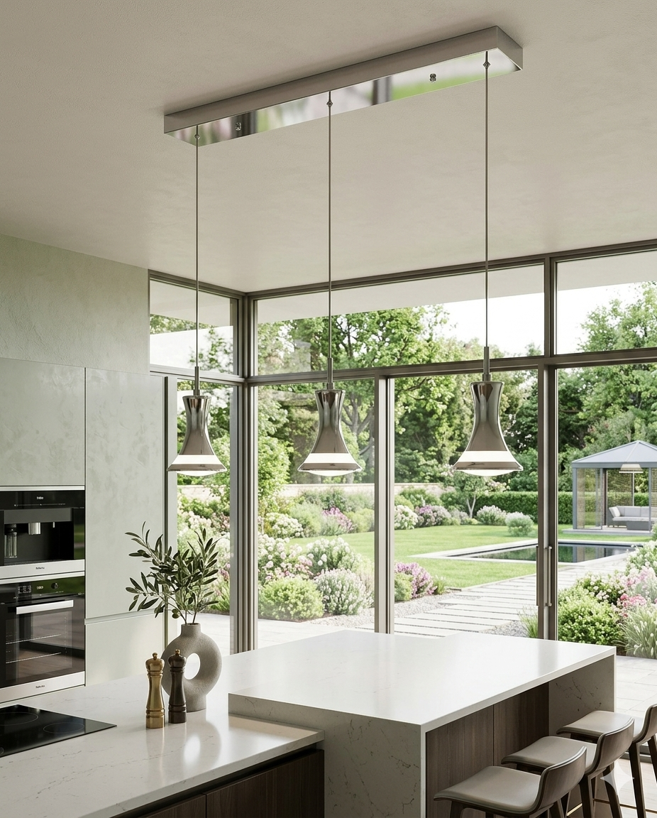 Maison Celestine chromed 3 light pendant