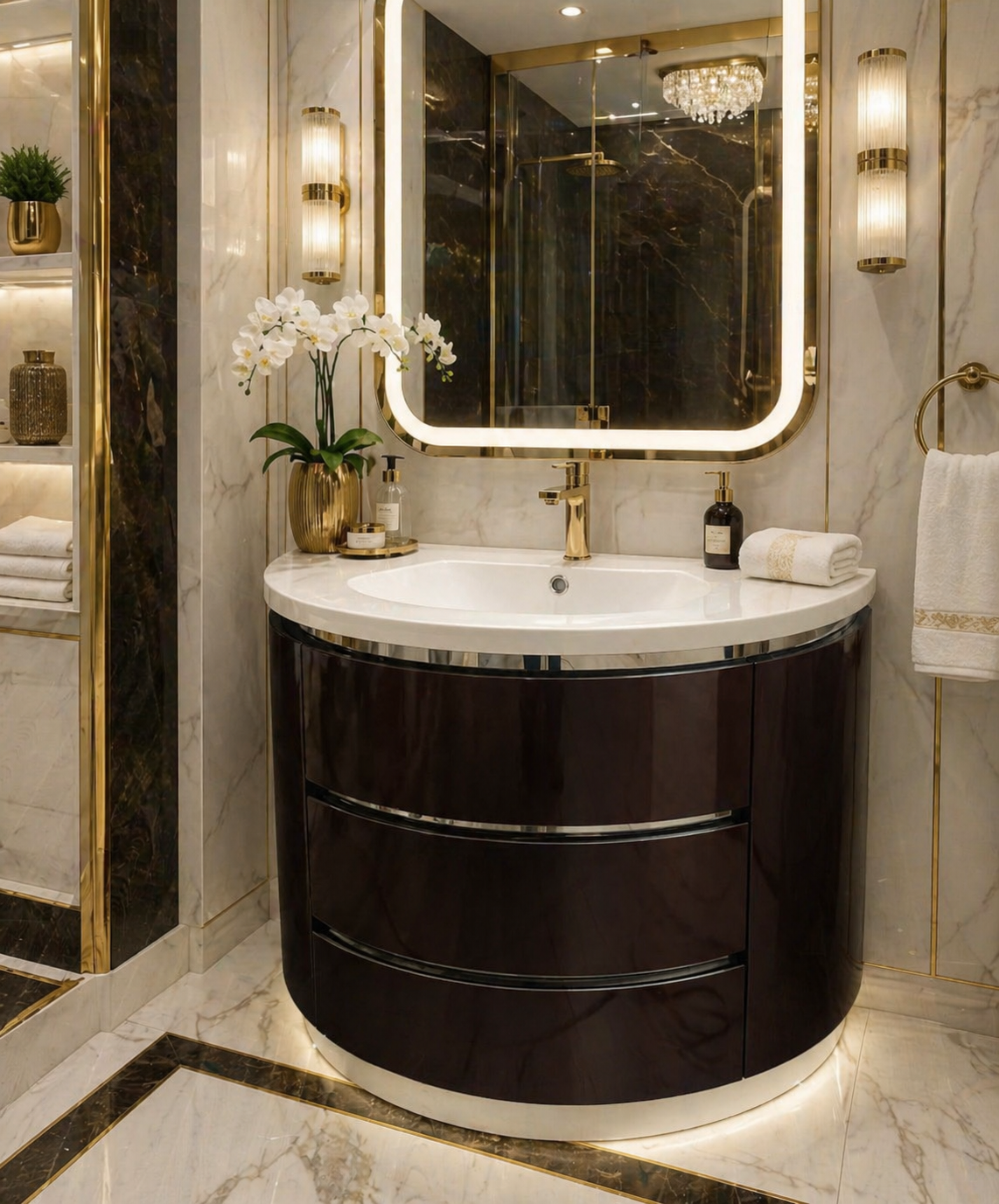 36''Bellagio Notte – Haute Édition Vanity(Elegant laquered Vanity with top)