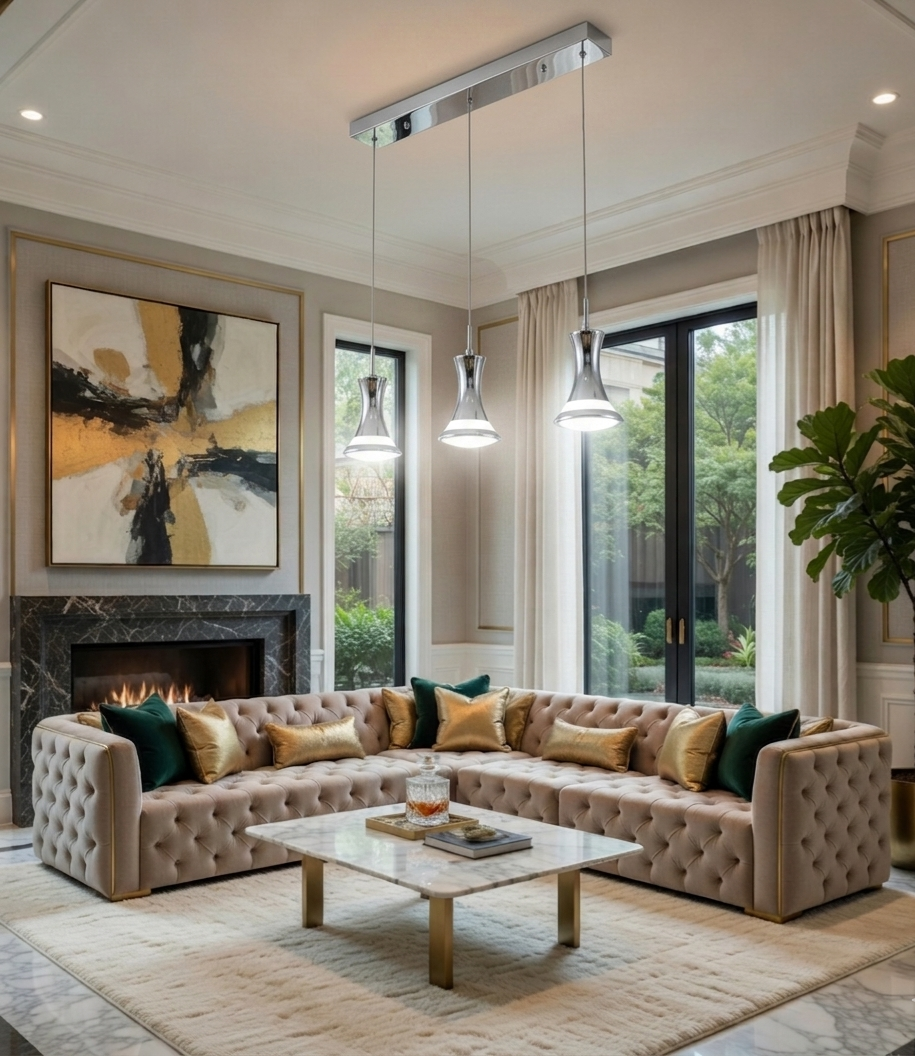 Maison Celestine chromed 3 light pendant